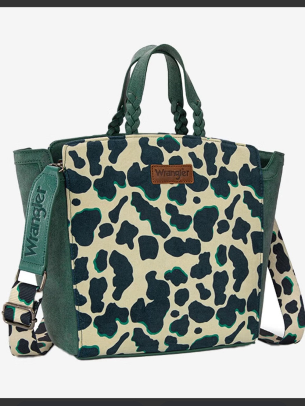 Wrangler Teal & Cream Cow print Tote Bag